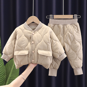 宝宝棉服男童儿童棉衣轻薄款两件套装保暖秋冬季帅气2022新款时髦